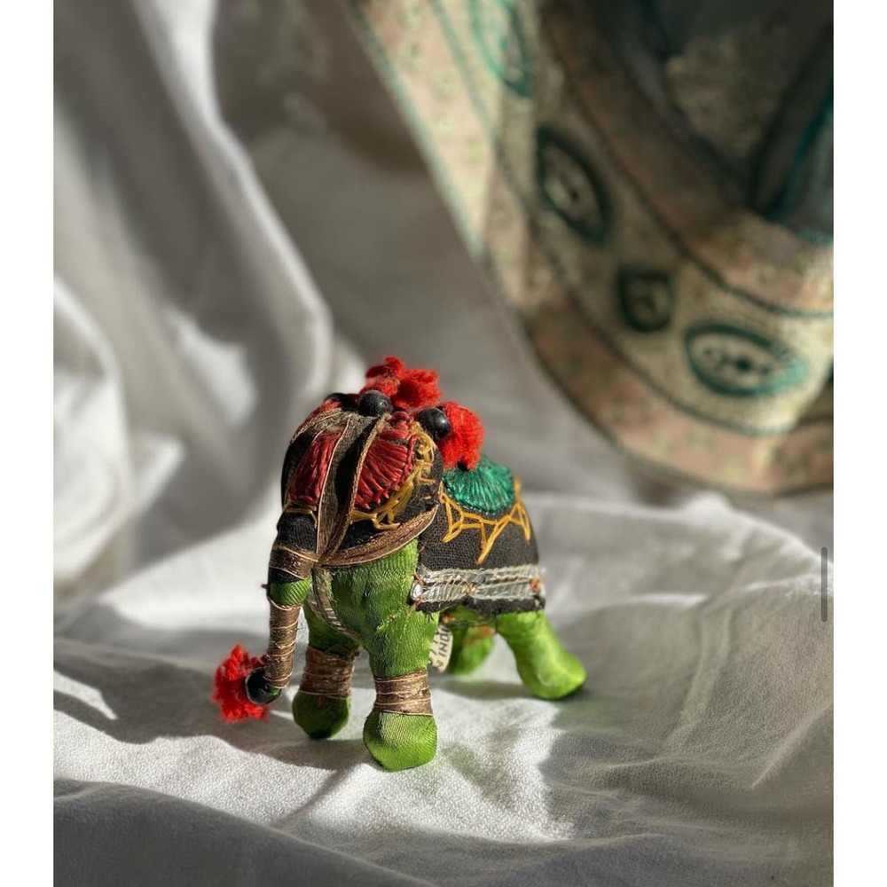 Small Vintage Handmade Embroidered Elephant, India, Rajasthan Folk Art, textile
